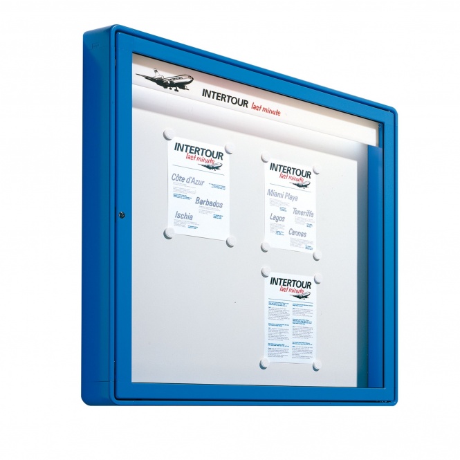 Info-Wandvitrine,  82 cm hoch, 62x13 cm (B/T), Rückwand Stahl weiß, 